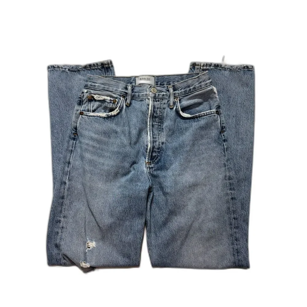 AGOLDE 90's High-Rise Distressed Straight Leg Jeans A154B-1141- Size 25 GUC